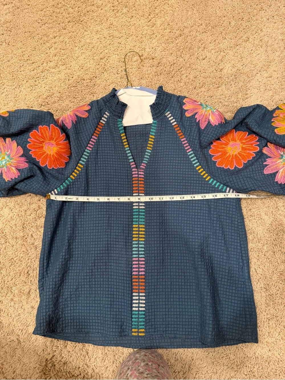THML Navy Blouse with Multicolor Floral Embroidery - Picture 4 of 5